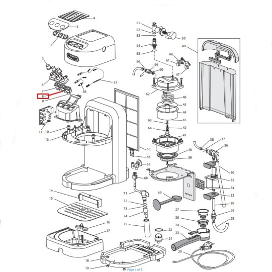 DeLonghi slēdzis viena pola bez fiksācijas EC251| ECO**