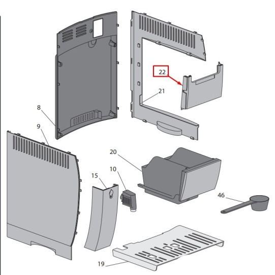 DeLonghi frontālais panelis melns V1, Dinamica ECAM 350.55.B